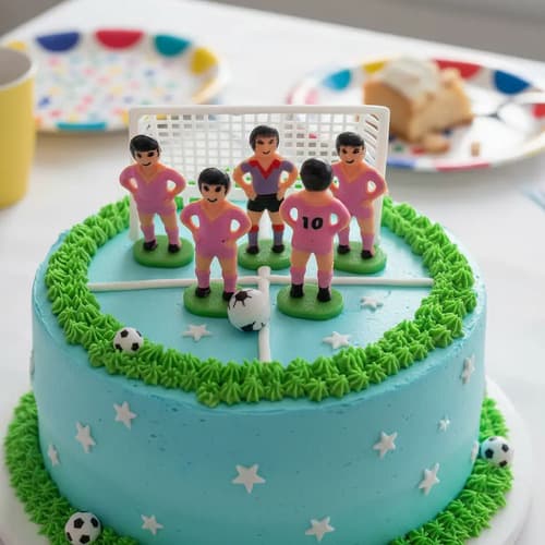 Adorno Para Torta Cumple 5 Jugadores Fútbol + Arco + Pelota