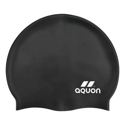 Gorra Aquon Natación Silicona Pelo Largo Grande Large Pileta Color Negro Diseño De La Tela Lisa Tamaño Large Size Liso