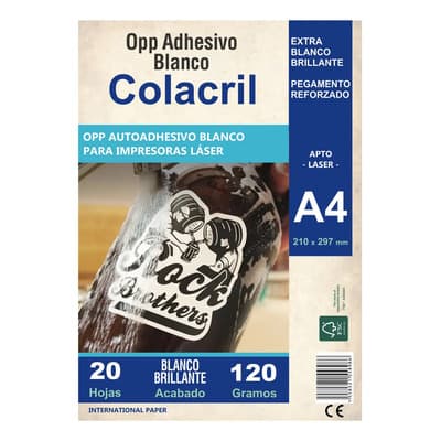 Opp Autoadhesivo A4 Vinilo Blanco Papel Impresora Laser X20h Blanco