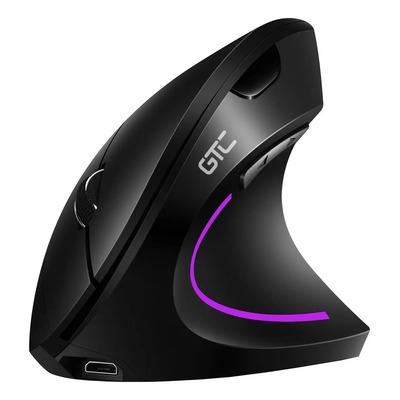 Mouse Vertical Inalámbrico Recargable Gtc Mig-116n Ergonómico 2400 Dpi Negro