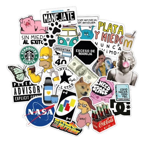 Pack Stickers Calcos Varios Diseños Termo, Mate, Compu