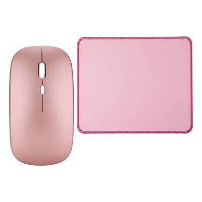 Combo Mouse Bluetooth Ztecno Rosa Gold + Pad - Recargable Usb Silencioso Inalámbrico Kit Apto Windows Android Mac