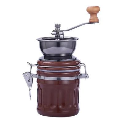 Molinillo De Café Manual Moler Granos Molino Madera Cafetera Cerámica Marrón