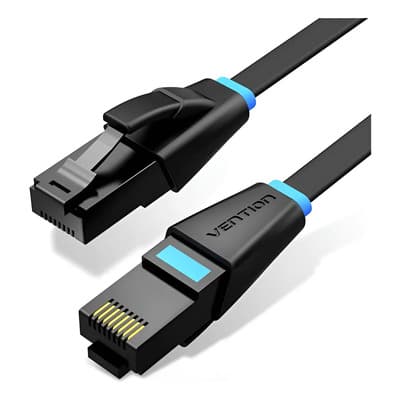 Cable De Red Vention Cat6 Certificado - 3 Metros Plano Ultra Fino Y Liviano - Premium Patch Cord - Utp Rj45 Ethernet 10gbps - 250 Mhz - Cobre - Pc - Notebook - Servidores - Negro - Ibjbi