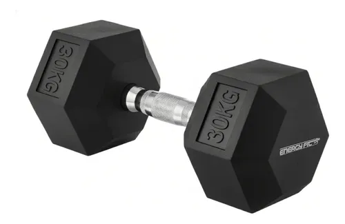 Mancuerna Hexagonal Engomada Energy Fit 30kg Unidad Acero Goma Negro