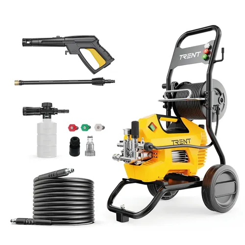 Hidrolavadora Eléctrica Trent Profesional Industrial 2200 W 2175 Psi 150 Bar Máxima 1600 Psi 110 Bar Nominal Auto-stop Accesorios Ruedas Semi Profesional Amarillo 50hz