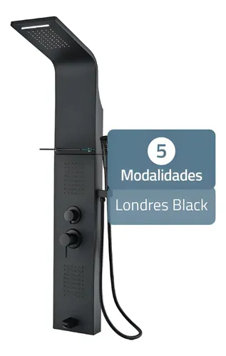 Ducha Escocesa Hidromasaje Con 5 Jets Londres Monomando Columna Ducha Con Duchador Color Negro