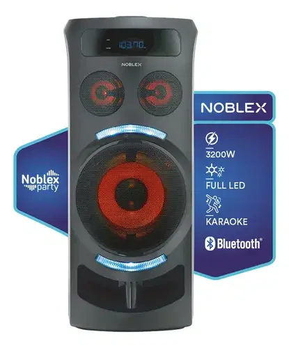 Torre De Sonido Noblex Mnt290 Bluetooth Efectos De Voz Y Luces Led Negro