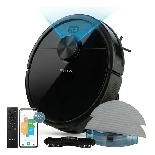 Aspiradora Robot Trapeadora Fika Navegación Laser Mapeo Lds Orbital App Wifi Color Negro