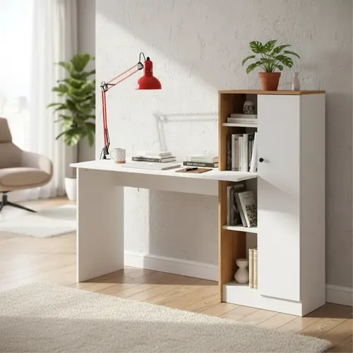 Escritorio Con Biblioteca Cadiz Scb1 Centro Estant Blanco Paraiso Ancho 143,5 X Alto 118,5 Cm