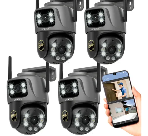 Kit 4 Camaras Seguridad Ip Wifi Domo Doble Exterior Nocturna Color Negro
