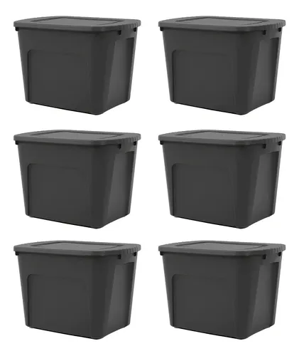 Cajas Organizadoras Eco Box 80lts Color Negro X6 Gardenlife