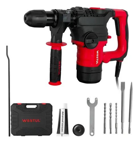 Rotomartillo 1500w Sds Plus 7.5j Westul Profesional Maletin Brocas Y Cinceles Rojo 50 Hz