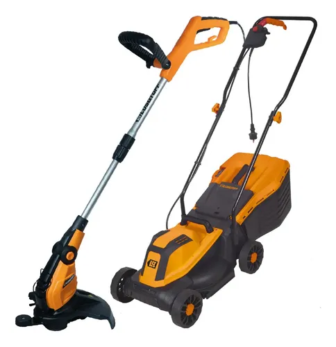 Cortadora Pasto/césped Eléctrica 1300w + Bordeadora Eléctrica 600w Lusqtoff Kbcl-8 Naranja