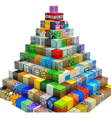Bloques Magnéticos Cubos Para Armar De Construcción Estilo Minecraft Para Niños 128 Piezas | Didácticos Creativo Ilimitado Material Seguro Y Resistente No Tóxicos, Bordes Suaves Levys Bazar