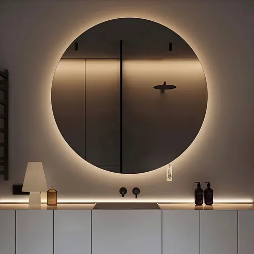 Espejo Led Pared Apto Baño Decorativo Redondo Moderno 80 Cm