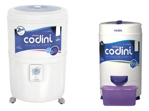 Combo Lavarropa Codini 10k + Secarropas Innova Lila 6.5k Blanco