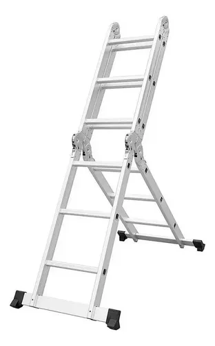 Escalera De Aluminio Multiproposito Pektra Articulada 3.7 M Color Plateado