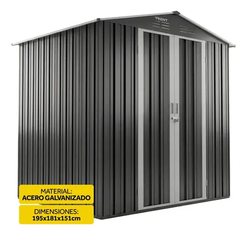 Cobertizo Trent 195 X 181 X 151 Acero Armario Caseta Deposito Galpón Obrador Exterior Jardin Gris Oscuro