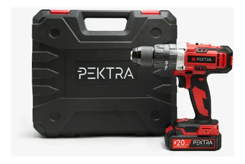Taladro Percutor Atornillador Inalámbrico 20v Pektra Maletín Color Rojo Frecuencia 50