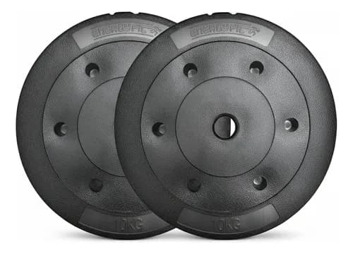 Discos Pesas Para Mancuerna 10 Kgs Con Pvc Pack 2 Unidades Energy Fit Negro