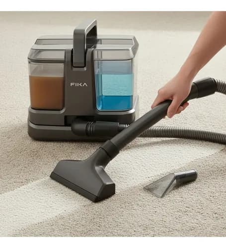 Aspiradora Limpia Tapizados Fika Hydro 600w Doble Tanque Lava Tapiz Accesorios Color Negro