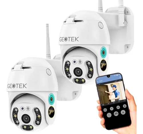 Camara Seguridad Geotek 3mp Ip Wifi Exterior Full Hd Domo Kit X2