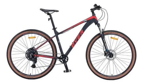 Bicicleta Mtb Overtech Agressor R29 Aluminio, 1x9 Full Shimano Cues, Frenos Hidráulicos Shimano Mt200, Suspensión Suntour Xct C/bloqueo, Color Negro/rojo, Tamaño Del Cuadro L