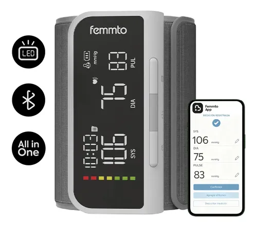 Tensiómetro Digital Brazo Batería Recargable Bluetooth Y App Gratuita Femmto Blanco