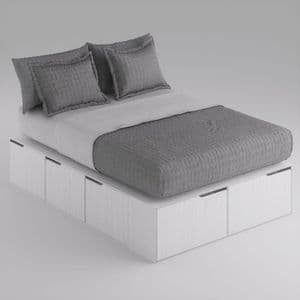 Cama Box EMC 2 Plazas 1,40m con 6 Cajones y 2 Zapateros Venezia