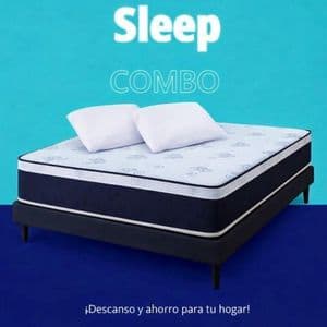 Combo Colchòn y Sommier Doble Europillow 2 Plazas con almohadas