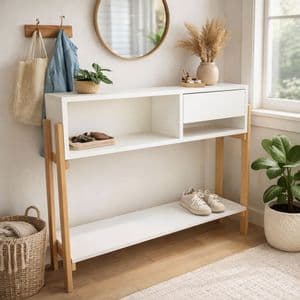 Mesa Recibidora De Arrime Auxiliar Con Cajón - Patas En Mdf! Blanco