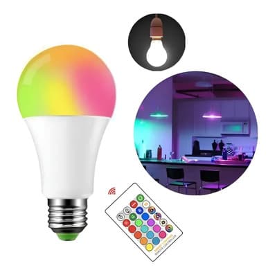 Lampara Foco Led Rgb 9w E27 Control Remoto 16 Colores Varios