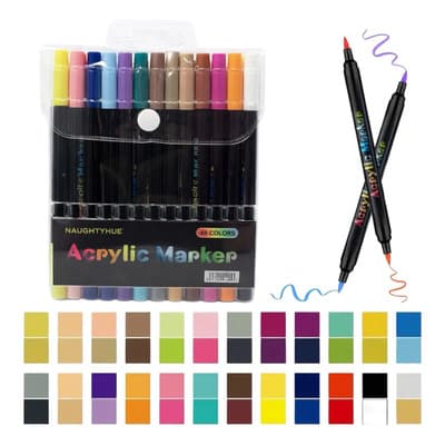 Marcadores Acrílicos X48 Colores Doble Punta Luvina Pintura 1188-24