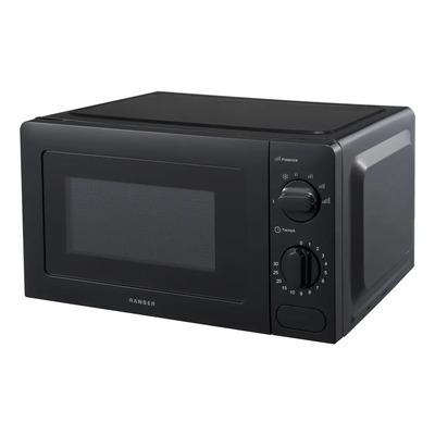 Microondas Rotativo 20 Lts Ranser 700w 6 Niveles Luz Timer Color Negro