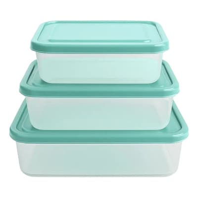 Set X3 Túper Hermético Apto Microondas De Plástico Pp5 Verde Claro