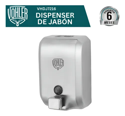 Dispenser De Jabón Liquido 1200ml Vöhler De Pared Acero Inox Gris
