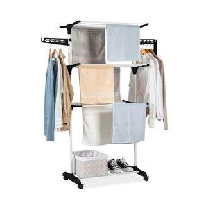 Tender Para Ropa Modelo Extra Grande Tendedero Vertical Plegable 70x165x50cm Marca HomeCo. Color Negro.